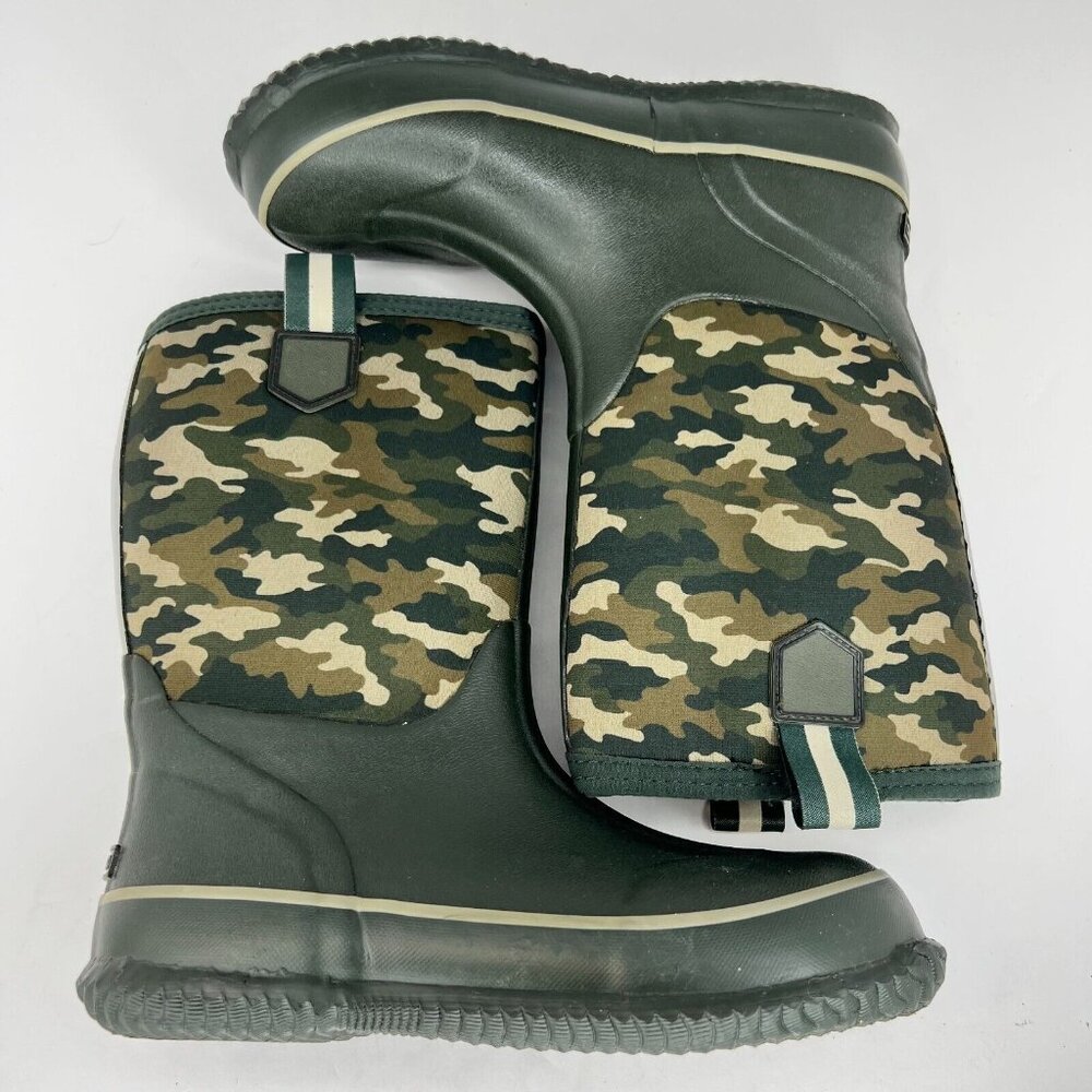Lands' End "Youth 511721 Green Camouflage Slip On Rubber Size 4 M Rain Boots - Picture 6 of 10